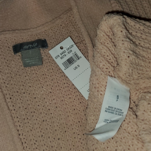 NWT Women's Aerie Soft & Cozy Blush Pink Pinkmas Chenille Open Cardigan Sweater - Picture 6 of 9